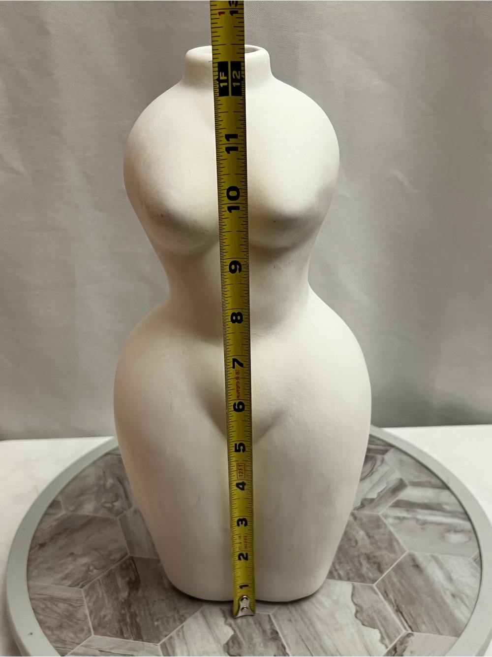 White Female Body Vase 12” Nude Torso Bust Curvy Woman Boho Modern Decor - Picture 6 of 7